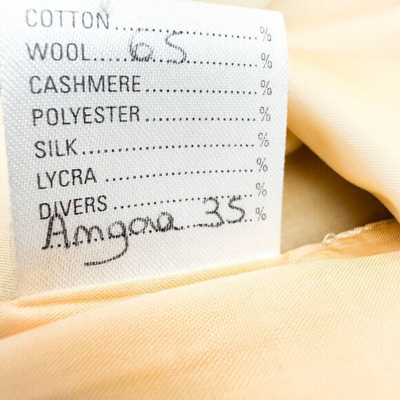 Style Paris Susan Sutherland Cream Beige Wool Angora Pencil Skirt Size L - Picture 5 of 6